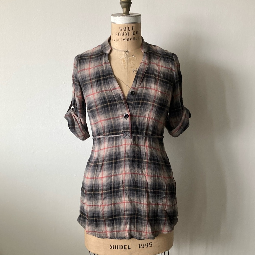 Anthropology Odille plaid tunic - Grey - sz 4  ( XS/S )